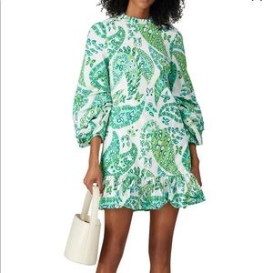 STAUD Paisely Carolina Dress - Green & White - Great Condition! Sz 4